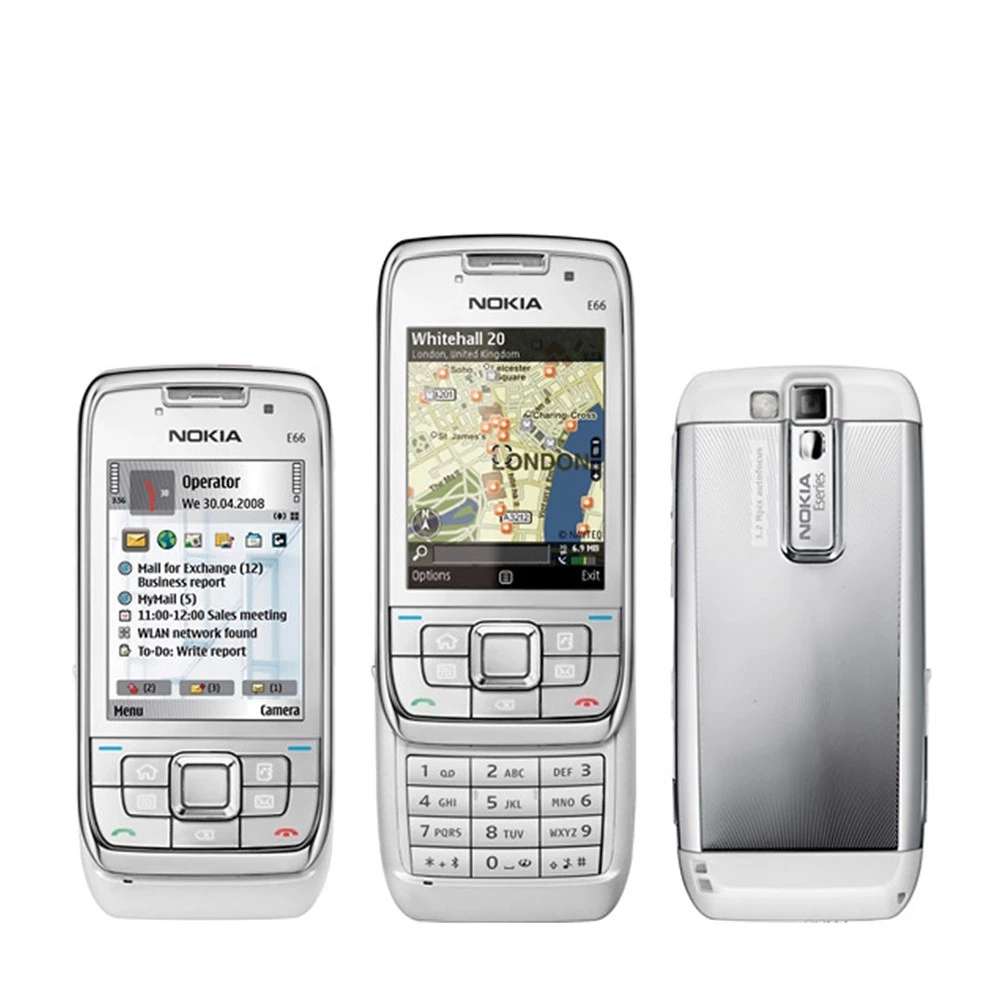 ปลดล็อค Nokia E66 Slider โทรศัพท์ E66 GSM WIFI บลูทูธ 3.15MP กล้อง 2G 3G โทรศัพท์มือถือ