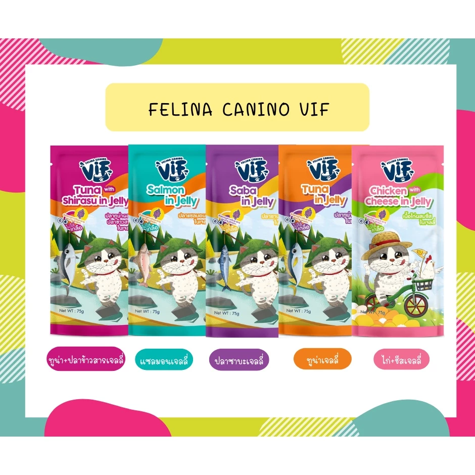 ใหม่ Felina Canino VIF อาหารเปียกแมว ช่วยระบบทางเดินอาหาร และ บำรุงสายตา ขนาด 75g. พร้อมจัดส่งด่วน