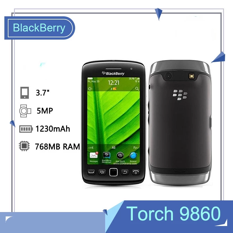 BlackBerry ไฟฉาย 9860 โทรศัพท์มือถือ 3.7 นิ้ว Blackberry OS 5MP กล้อง 768MB RAM 4GB ROM 720p 480x800 สมาร์ทโฟน