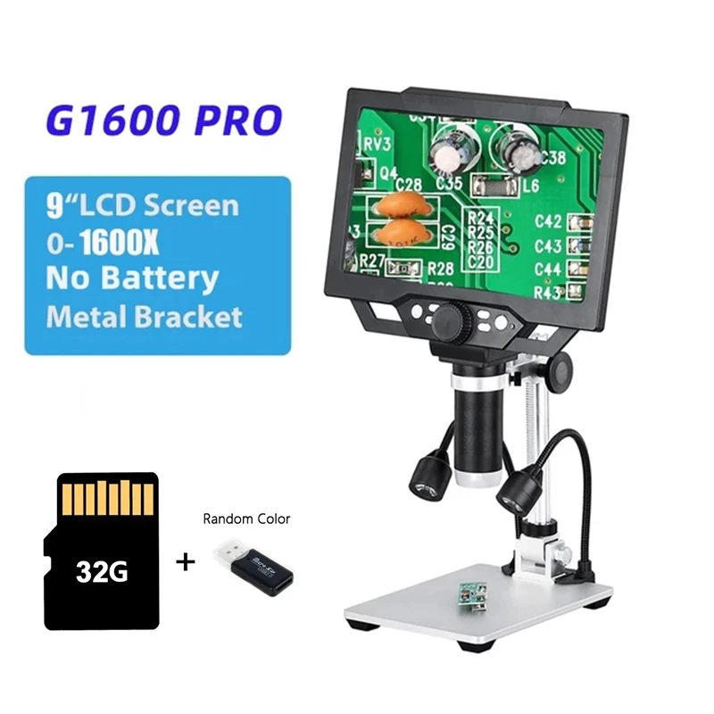 G1600 กล้องจุลทรรศน์อิเล็กทรอนิกส์ดิจิตอล 1-1600X Amplification แว่นขยายกล้องจุลทรรศน์ดิจิตอลกล้องจุลทรรศน์ Trinocular ต่อเนื่อง