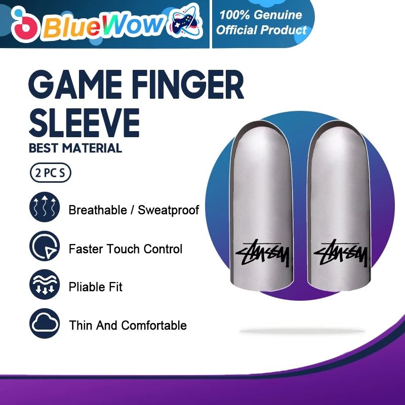 Bluewow Gaming Finger Sleeve Stussy Professional เกมถุงมือเงินผ้าสําหรับ CODM Thumb Sleeves ถุงมือ