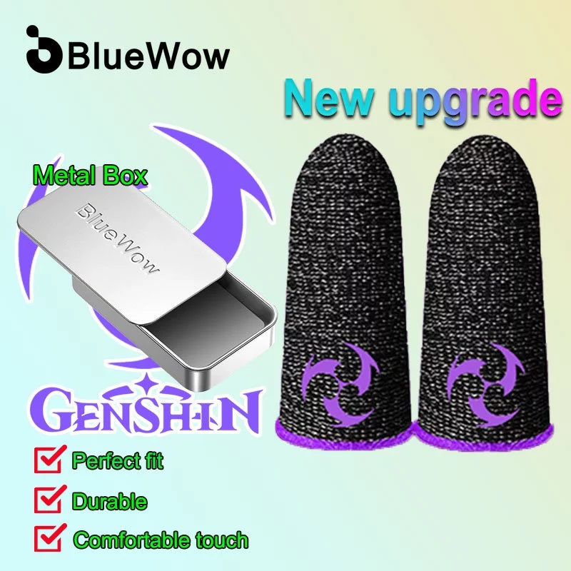 【Thunder Elements】BlueWow Genshinimpact Gaming Finger Sleeve for PUBG Breathable Fingertips Sweatproof Anti-slip Fingertip Cover Thumb Gloves For Mobile Game
