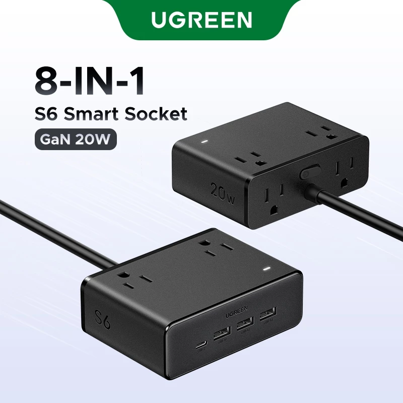 82% OFF Ugreen S6 Magic Cube Socket plug-in Board พร้อม USB Multi-function plug-in Board สถานีชาร์จเดสก์ท็อปหลายพอร์ต