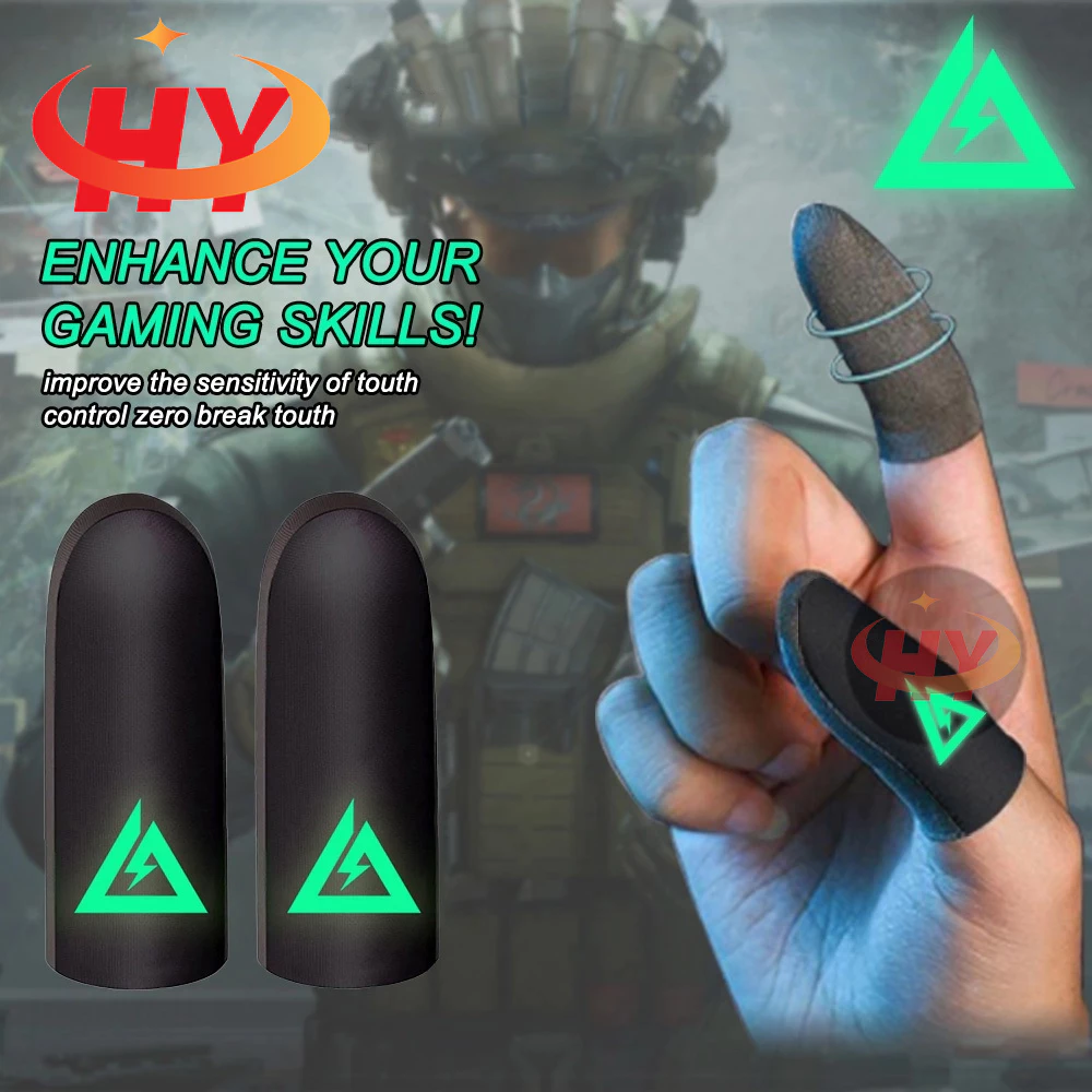 Hy Gaming Finger Sleeve ถุงมือเกมมืออาชีพผ้าสีเงินสําหรับถุงมือแขนนิ้วหัวแม่มือ Delta Force