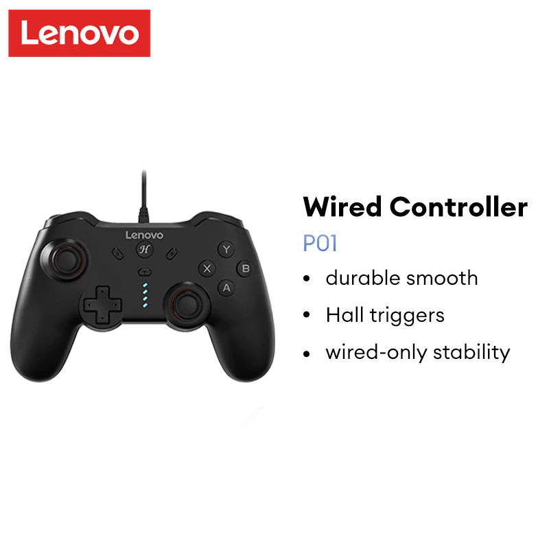 Lenovo P01 คอนโทรลเลอร์แบบมีสายสําหรับสวิตช์/PC/Android TV Plug And Play Gaming Gamepad พร้อม Hall Effect จอยสติ๊ก/Hall Trigger
