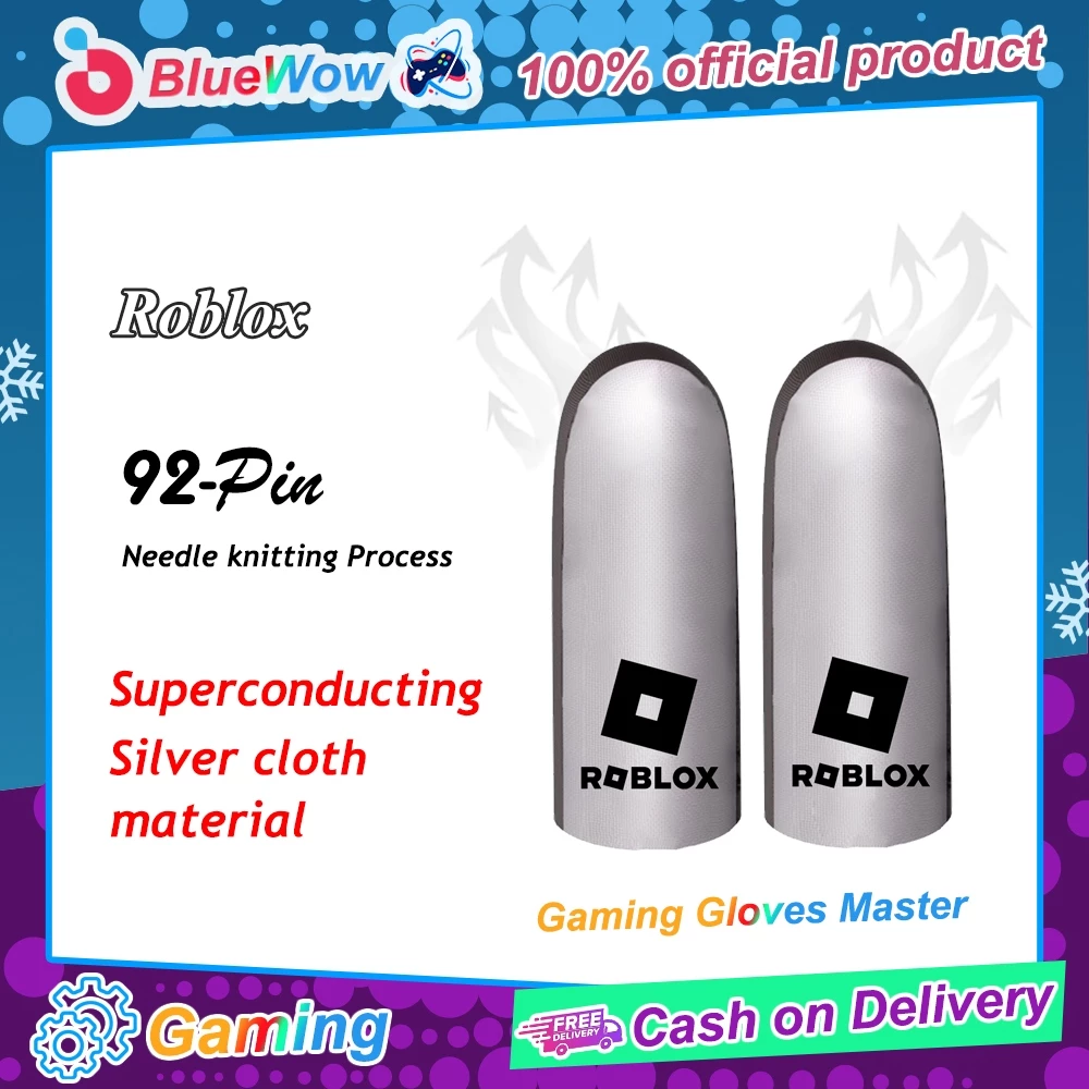 BlueWow Gaming ใหม่ ROBLOX Finger Seelve Professional เกมถุงมือเงินผ้าสําหรับ PUBG 92-Pin Thumb แขนถุงมือ