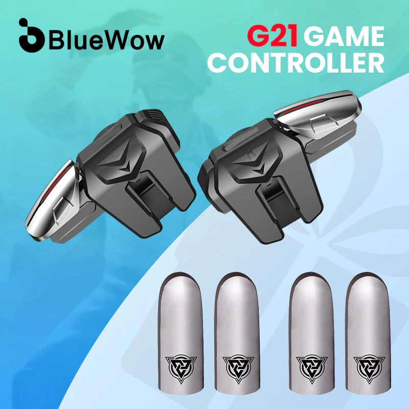 BlueWow G21 เกมมือถือทริกเกอร์สําหรับ Pubg Controller Gamepad จอยสติ๊กเล็งยิง L1R1 ปุ่ม + Gaming Finger Sleeve