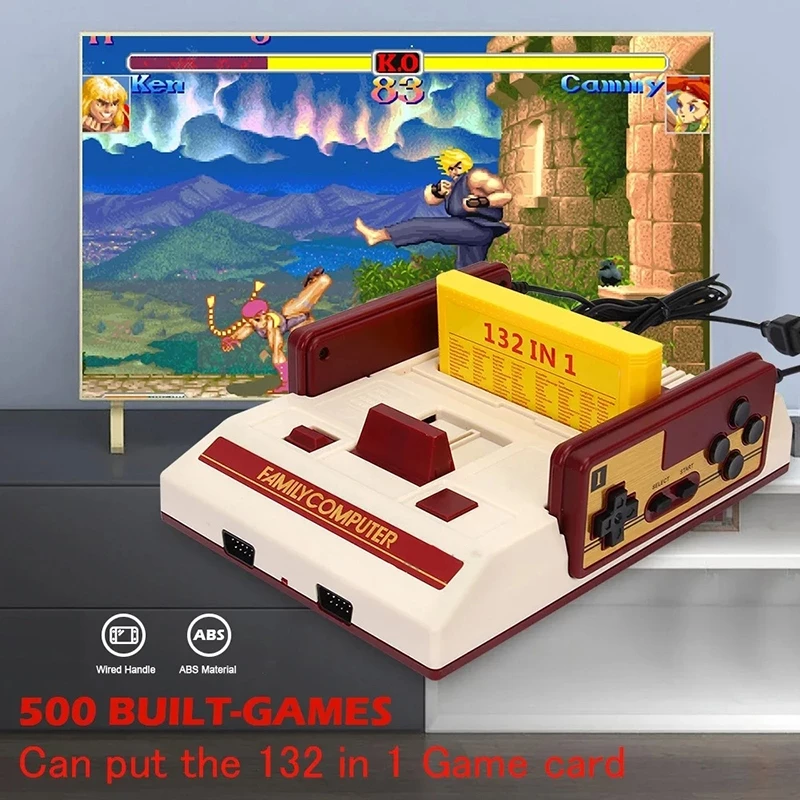 ใหม่ 8Bit วิดีโอเกม Consol ในตัว 500 Retro เกมคลาสสิกครอบครัวทีวีเกมคอนโซลสนับสนุนตลับเกมสําหรับ FC Retro Gaming