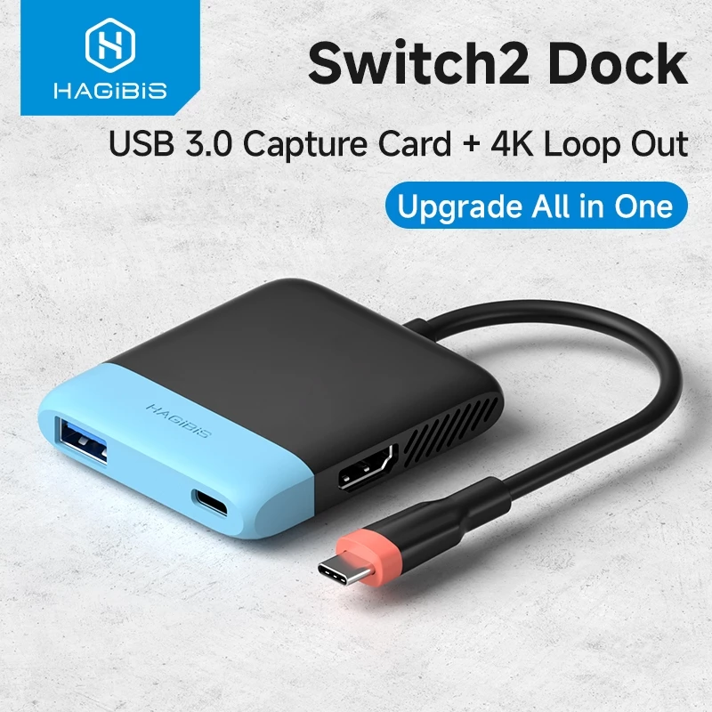 Hagibis สวิทช์ Video Capture การ์ดแบบพกพา TV Dock สําหรับ Nintendo Switch/OLED ถ่ายทอดสด Gaming แล็ปท็อป Docking Station MS2130