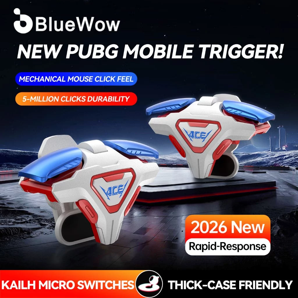 2026 อัพเกรดBlueWow ACE Flagship Gaming Triggers ความไวสูง Anti-Ghosting Micro Switch สําหรับ PUBG Mobile สังกะสีปุ่มทํางานร่วมกับกรณีหนา