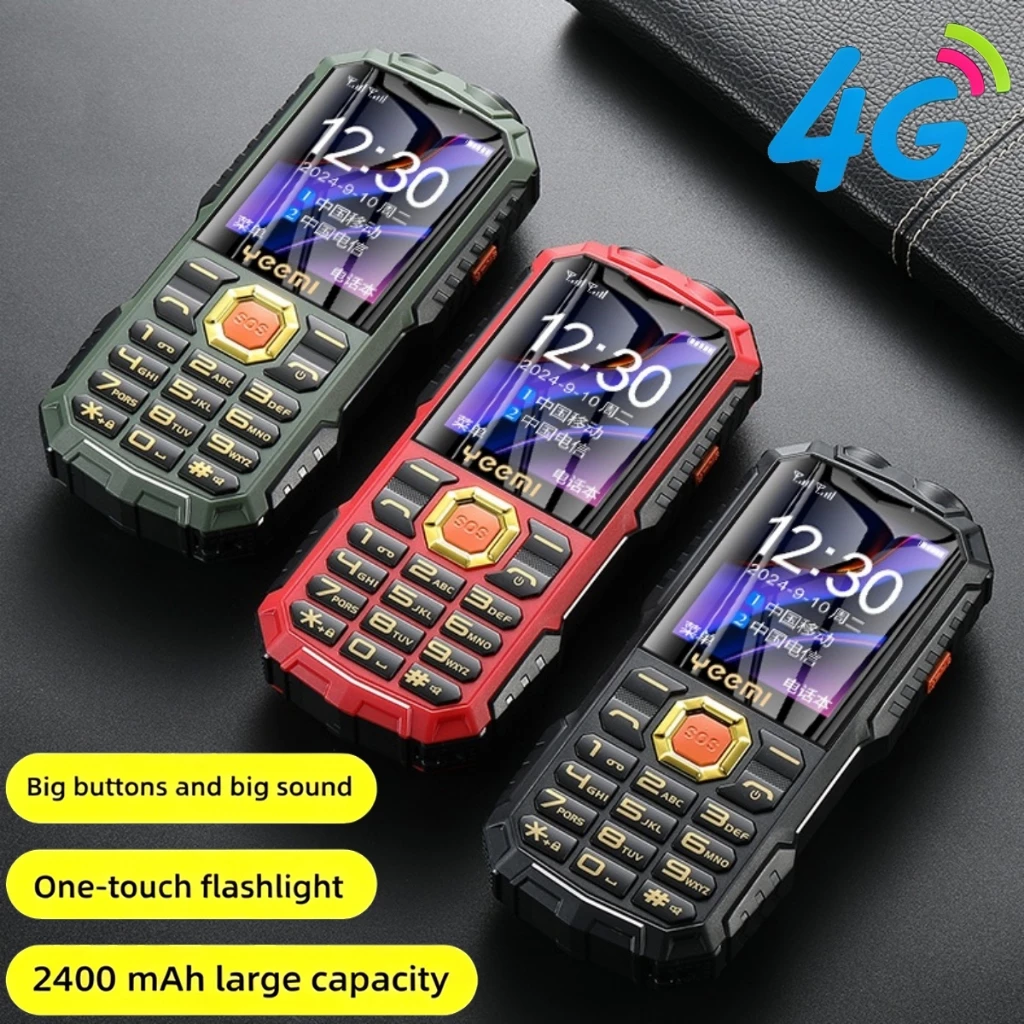 YeeMI Q7+ 4G คุณสมบัติโทรศัพท์ทนทานกันน้ํา 1.77 นิ้วลําโพงขนาดใหญ่ไฟ LED แบตเตอรี่ Power Bank โทรศัพท์มือถือ SOS