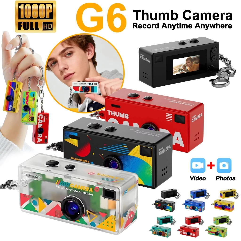 Thumb พวงกุญแจกล้อง 0.96 นิ้ว Mini Action กล้อง Retro สนับสนุนการ์ดหน่วยความจํา 1080P ขนาดเล็กมากกล้องวิดีโอ Video Recorder