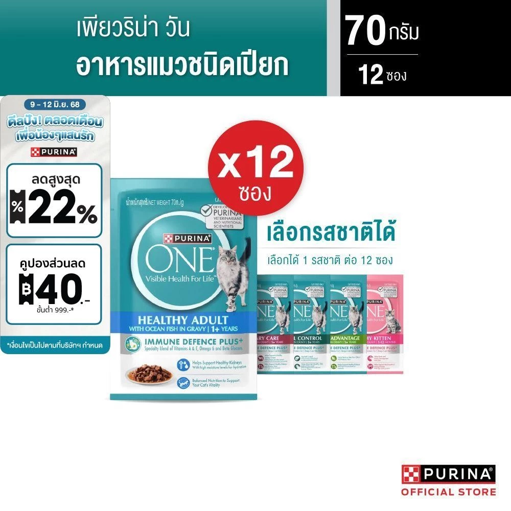 Purina One อาหารเปียก 70ก x 12 ซอง พร้อมจัดส่งด่วน