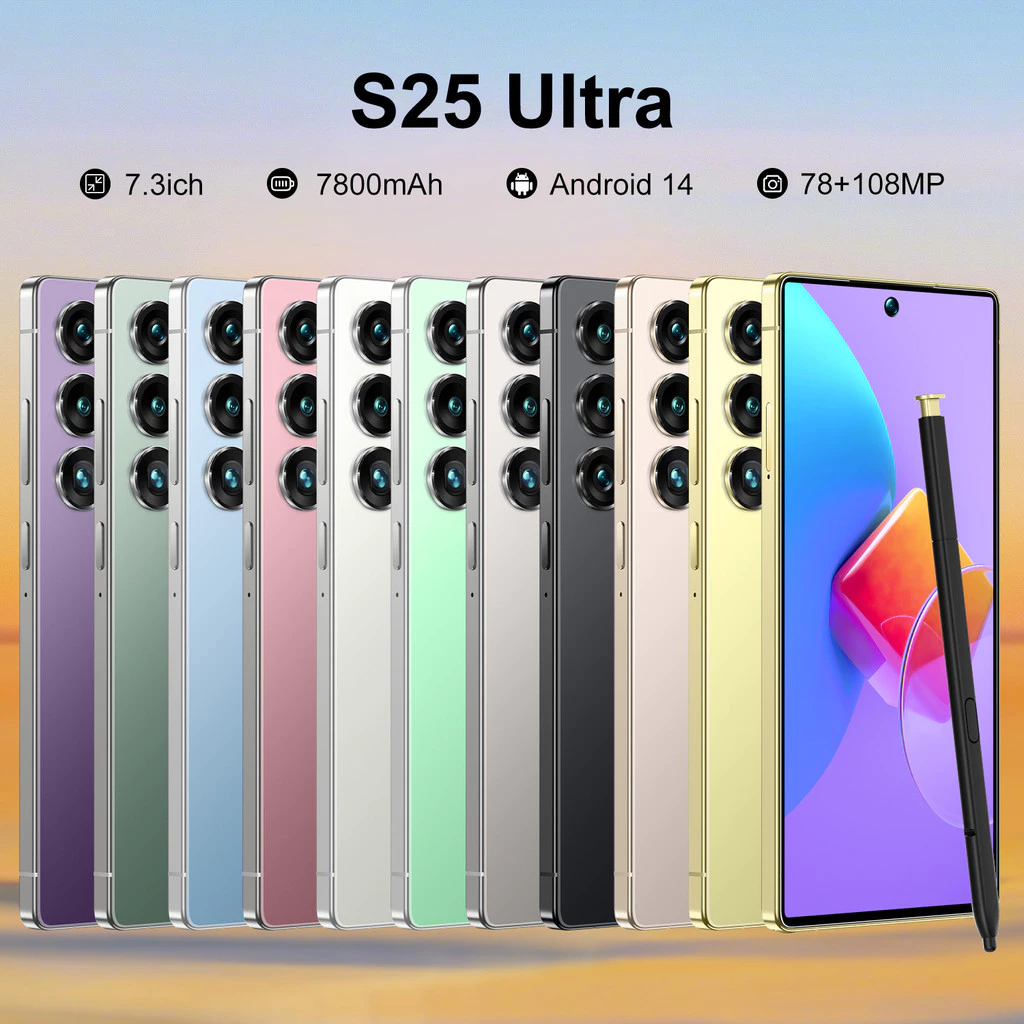 S25 Ultra 7.3HD Original Global Version โทรศัพท์มือถือ 4G 2GB + 16GB สมาร์ทโฟน Dual SIM Card Android 14 โทรศัพท์มือถือโทรศัพท์มือถือ