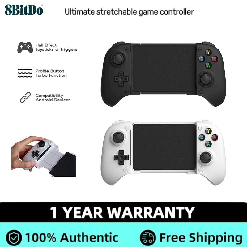 8Bitdo Ultimate Mobile Gaming Controller - อุปกรณ์ Android, บลูทูธ, จอยสติ๊ก Hall Effect สีดํา (สําหรับ Android Mobile)