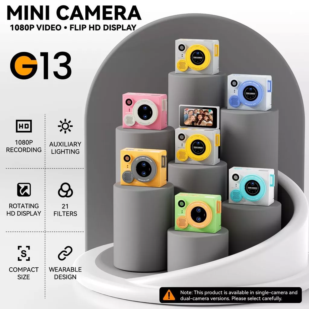 G13/G13 Pro Mini พวงกุญแจกล้อง CCD กล้อง 1080P HD Video Recorder พลิกหน้าจอกล้องดิจิตอลแบบพกพาสําหรับเด็กนักเรียน Vlog Travel