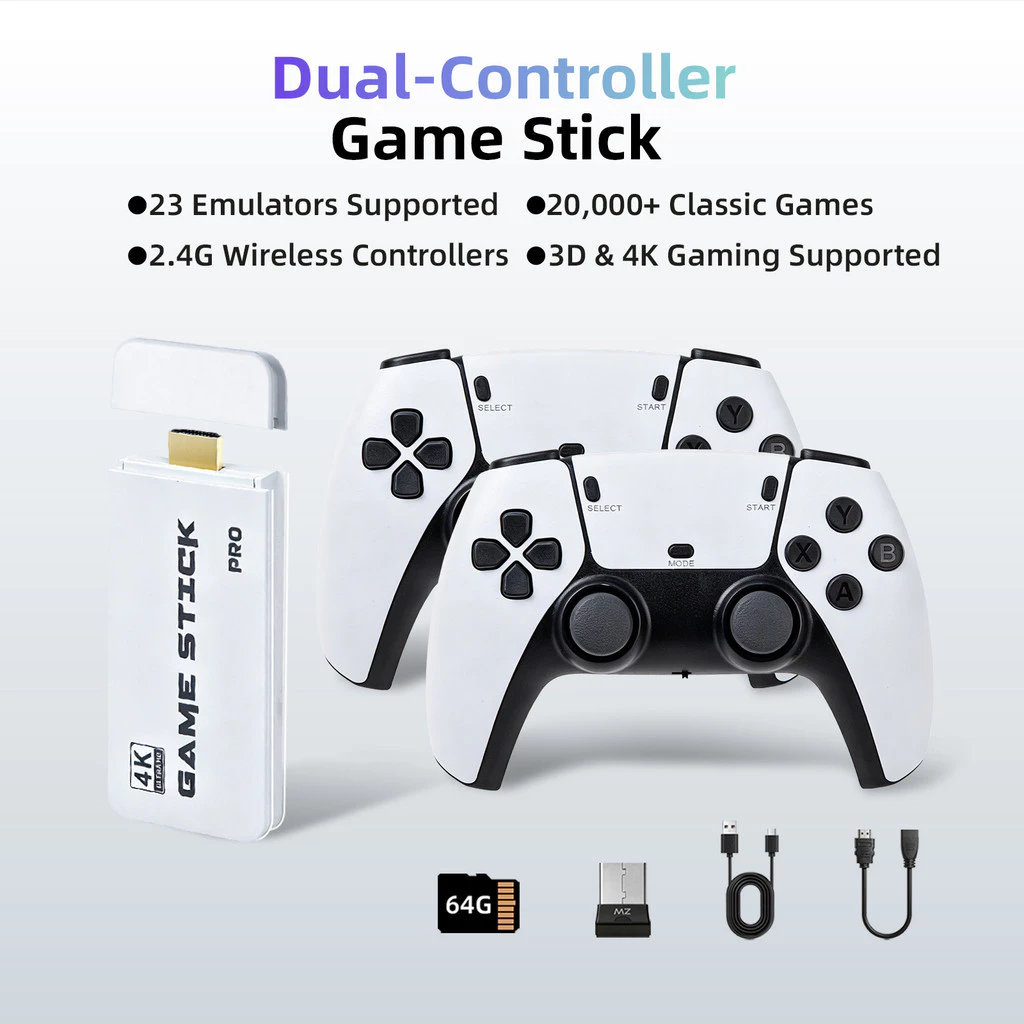 M15 Dual Controller Wireless Game Console 2000+ Classic Retro Games 23 Emulators Supported 3D & 4K Gaming Supported