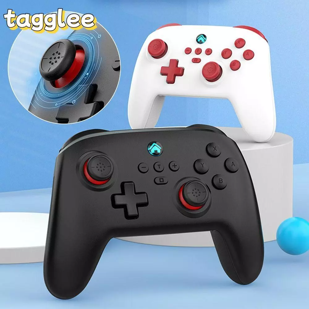 TAGGLEE PC Gaming Controller, Anti Slip ปรับการสั่นสะเทือนไร้สาย, Wake Up ฟังก์ชั่นการสั่นสะเทือนหกแกน Bluetooth Gamepad สําหรับ Switch/PC/Steam/iOS/Android