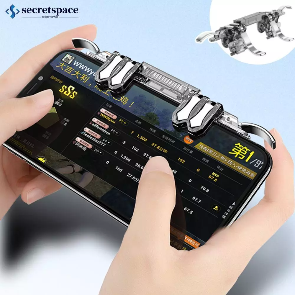 SECRETSPACE K19 ปรับ 6 นิ้วโทรศัพท์ Gamepad สําหรับ Pubg Quick Reflection Gaming Controller Trigger Fire Handle ปุ่มจอยสติ๊ก K8P3
