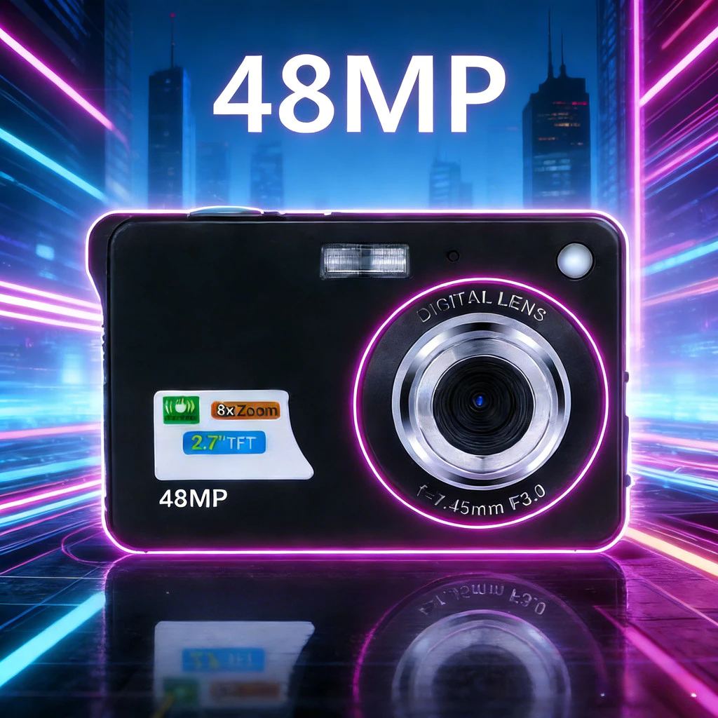 กล้อง Vlogger นักเรียน 48MP : HD Digital K09 Compact Point-and-Shoot พร้อมซูมออปติคัลสําหรับ Selfie, การบันทึกวิดีโอและการถ่ายภาพ