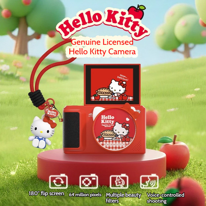 กล้อง HelloKitty ของแท้ M3 180°พลิกหน้าจอเซลฟี่ ความละเอียดสูง วิดีโอนักเรียนวิทยาเขตกล้อง ซีซีดี กล้องเด็กของขวัญจบการศึกษา