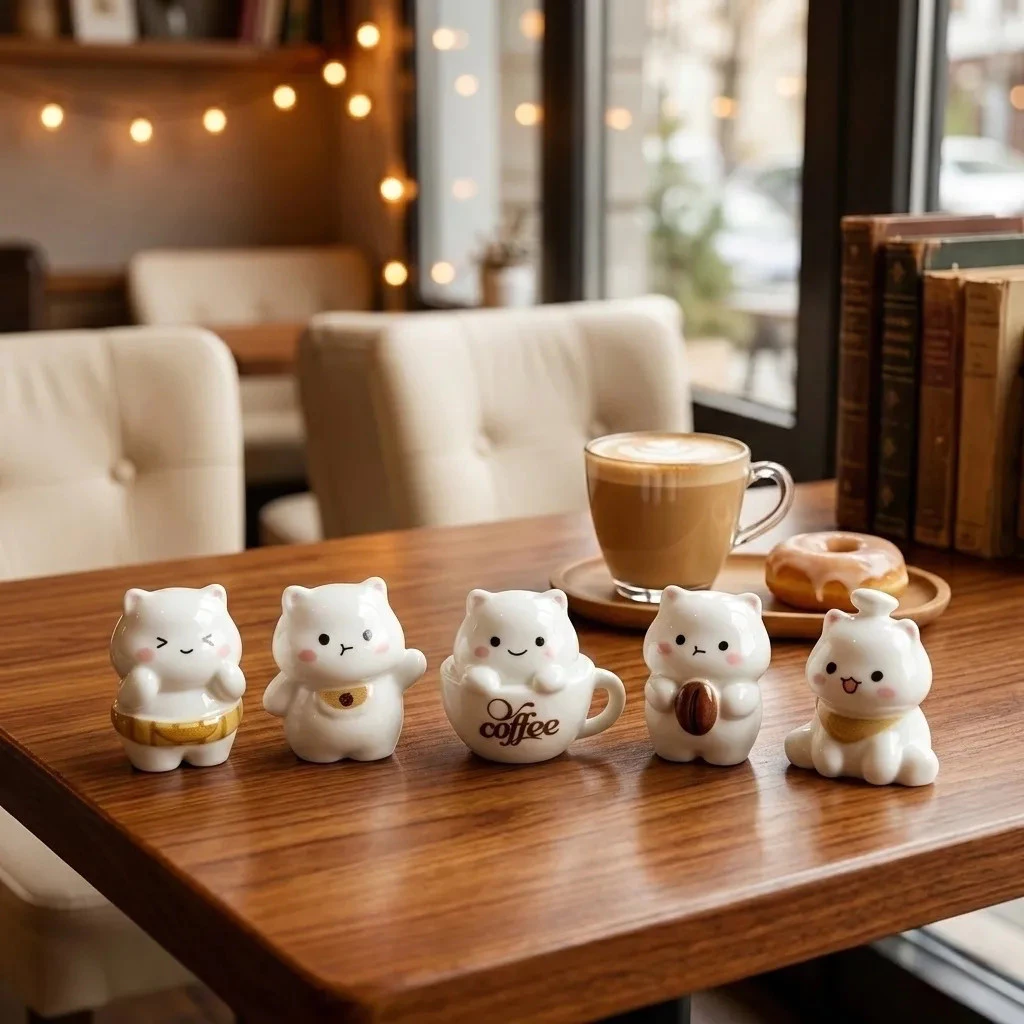 ตุ๊กตาแมวคาเฟ่สุดน่ารัก ของแต่งบ้าน ตกแต่งคาเฟ่ ตกแต่งโต๊ะทำงาน วัสดุเรซินคุณภาพสูง แต่งบ้านสไตล์มินิมอล ของตกแต่งโต๊ะคอมพิวเตอร์ ตกแต่งห้องนอน เพิ่มความสดใสให้พื้นที่ของคุณ