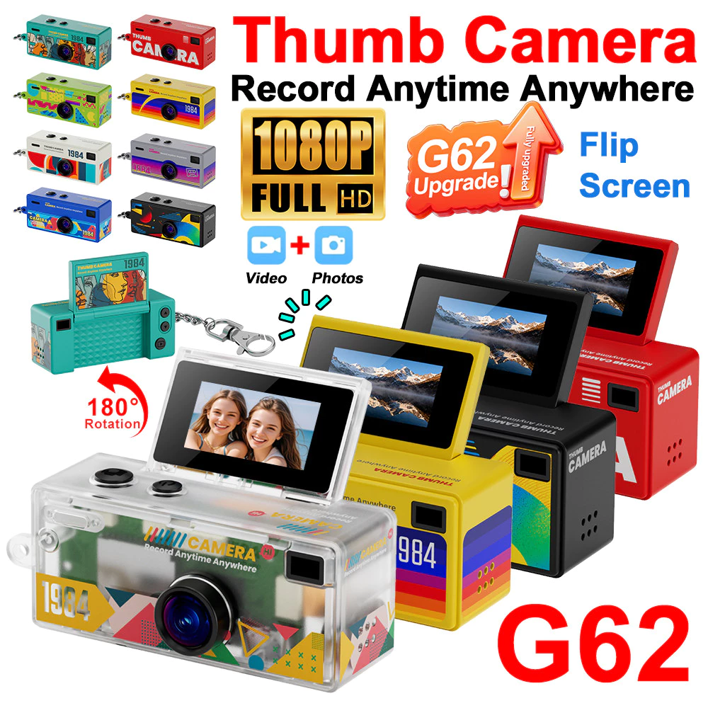 G62 Retro Mini พวงกุญแจ Thumb กล้อง 1080P HD Recorder แฟลชในตัวกล้องกีฬากลางแจ้งการถ่ายภาพวิดีโอเด็กกล้อง 2026