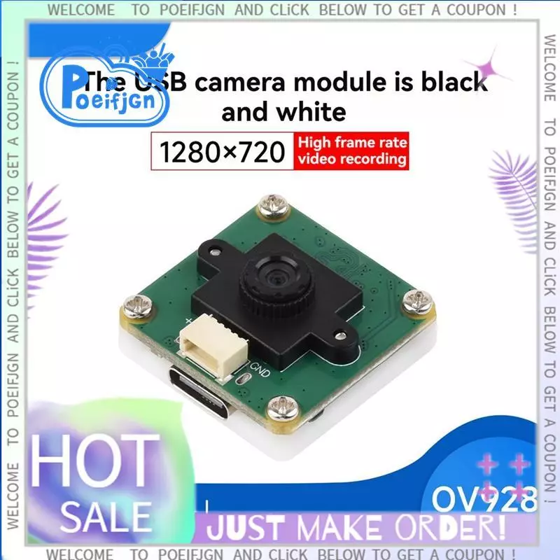 1MP OV9281 โมดูลกล้อง USB 1280X720 รองรับ 120FPS การบันทึกอัตราการกรอบสูง Global Shutter 120° กล้อง FOV