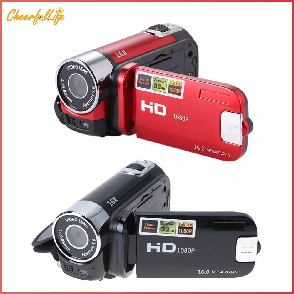 ❉ เชียร์ฟูล กล้องวิดีโอดิจิตอล Full HD 1080P 32GB 16x ซูมกล้องวิดีโอขนาดเล็ก DV กล้อง