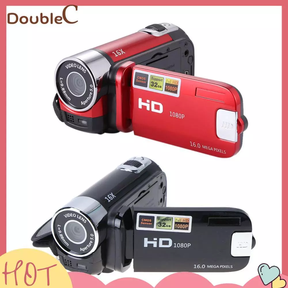 Double C .✿ กล้องวิดีโอดิจิตอล Full HD 1080P 32GB 16x ซูมกล้องวิดีโอขนาดเล็ก DV กล้อง