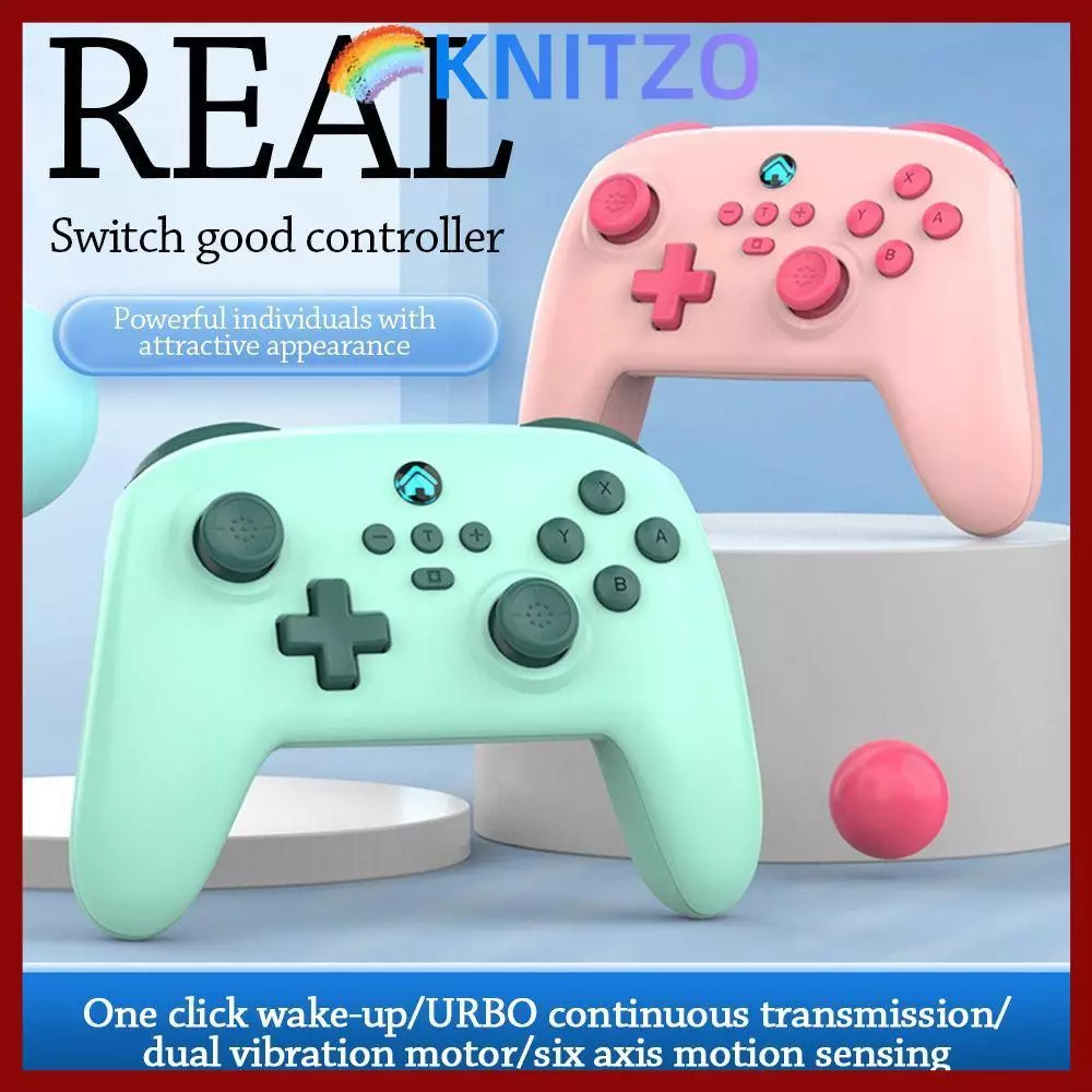 KNITZO PC Gaming Controller,การสั่นสะเทือนหกแกนWake Upฟังก์ชั่นตัวควบคุมไร้สาย,กันลื่นปรับการสั่นสะเทือนบลูทูธสําหรับสวิทช์/PC/Steam/iOS/Android