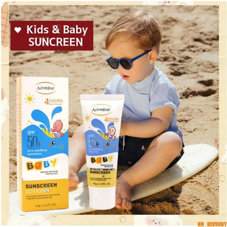 Airongsie ครีมกันแดดสำหรับเด็ก สูตรสดชื่น ไม่เหนียวเหนอะหนะ ปกป้องผิวจากรังสี UV 2-in-1 สำหรับผิวกาย SPF50+