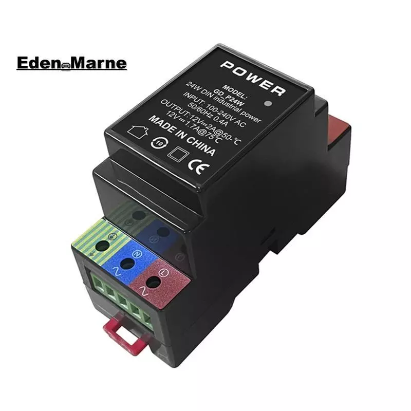 [Eden_Marner]แหล่งจ่ายไฟ DIN อุตสาหกรรม AC100-240V ถึง DC 12V24W Dual Channel AC เป็น DC Converter สําหรับ AP/กล้อง 100-240Vac ใน 2 ช่อง 12Vdc Max24W เอาต์พุต