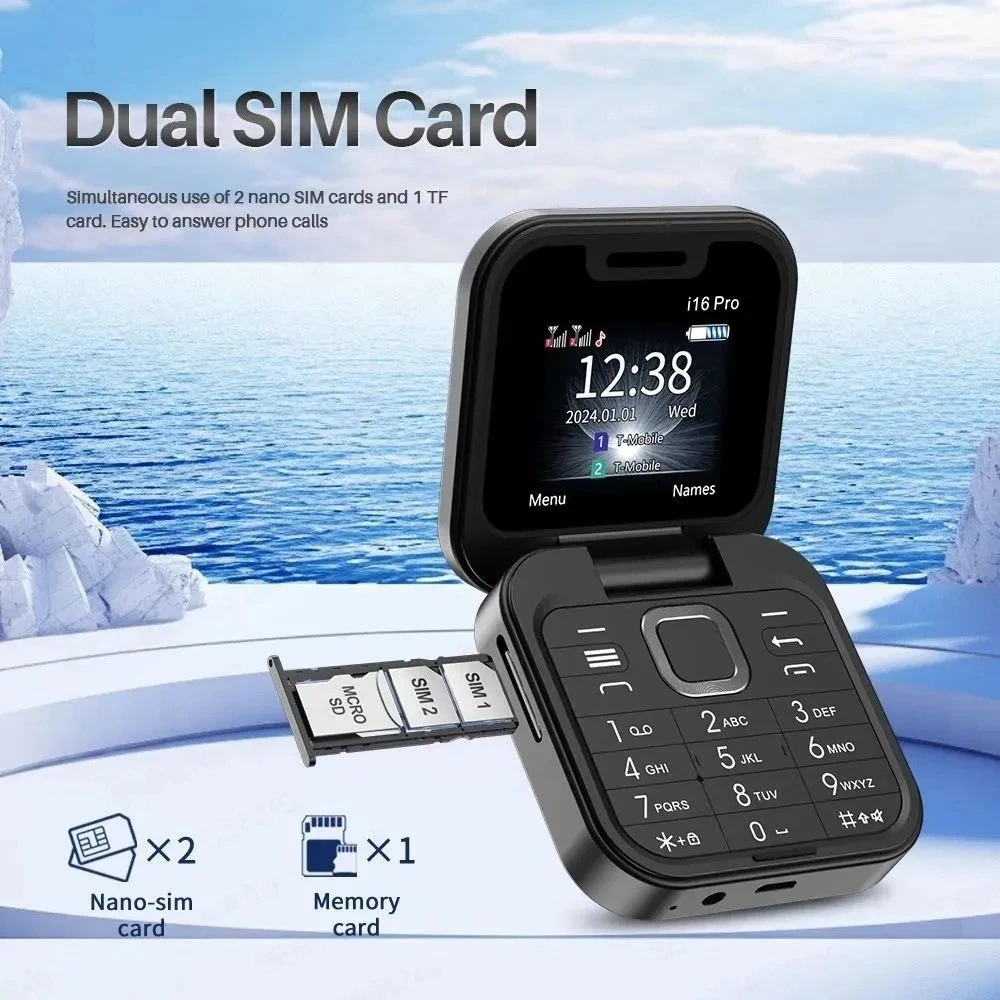 I16 pro dual card dual standby โทรศัพท์ที่ไม่ใช่สมาร์ทพลิกปุ่มเครื่องผู้สูงอายุ 2G โทรศัพท์มือถือ