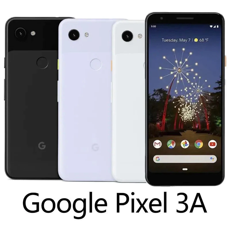 โทรศัพท์มือถือ Google Pixel 3a 4G LTE 4GB+64GB ลายนิ้วมือ" OLED 12.2MP+8MP 4K Snapdragon 670 Octa-Core โทรศัพท์มือถือสมาร์ทโฟนมือสอง XU57