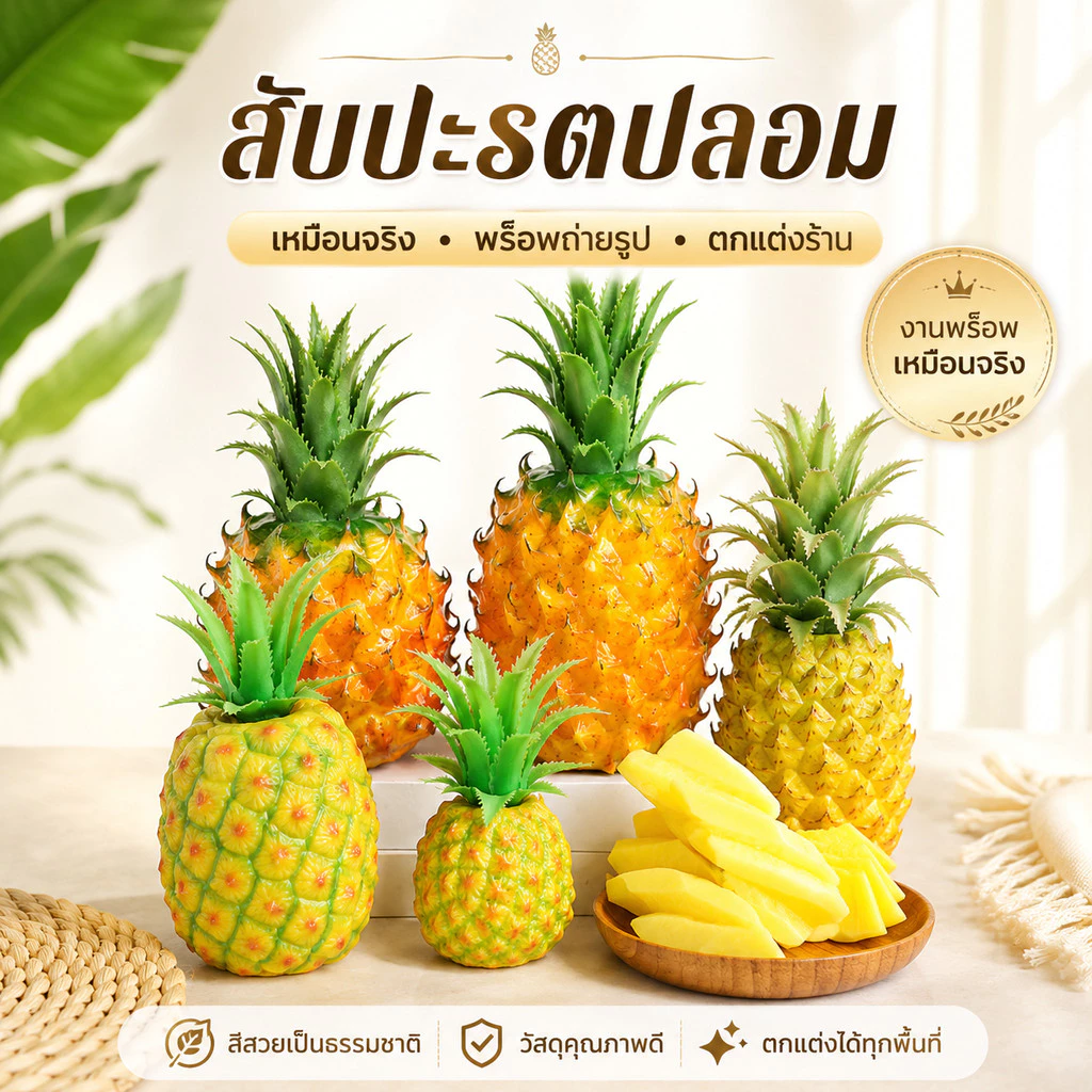 สับปะรด ปลอม เหมือนจริง สำหรับตกแต่งร้านอาหาร แต่งบ้าน แต่งร้านค้า ตกแต่งห้องครัว