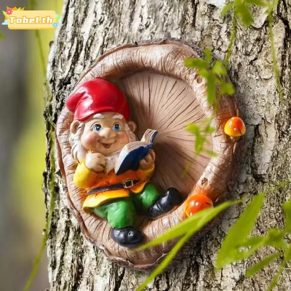 TOBE1 Elf ตกแต่งสวน, Elf ตกแต่งสวน Weather Resistance Dwarf Reading, ตุ๊กตาตลก Miniatures เรซิ่นสวนรูปปั้นสวน