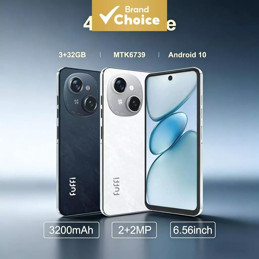 FUFFI 4G โทรศัพท์มือถือ 6.56 นิ้ว หน้าจอใหญ่ แอนดรอยด์ 10.0 MTK6739 3GB+32GB กล้องคู่