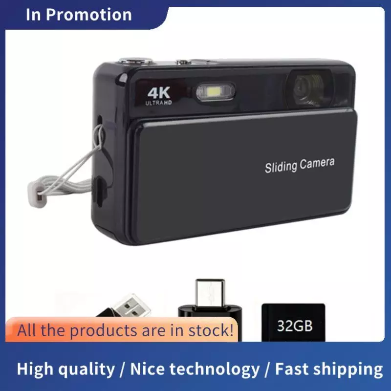 M15 4K สไลด์กล้องดิจิตอล 2.8 นิ้วหน้าจอ IPS ออโต้โฟกัส Vlogging กล้อง 16X ซูมการถ่ายภาพบันทึกวิดีโอ 32GB