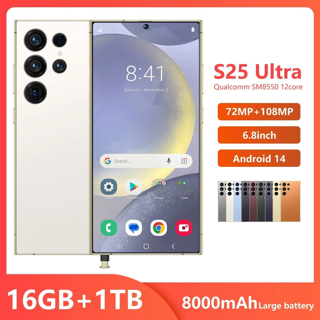7.3 สมาร์ทโฟน S25Ultra หน้าจอขนาดใหญ่ 16+1T โทรศัพท์มือถือ