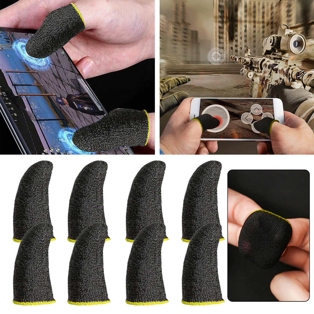 [layonora]1Pair Gaming Finger Sleeve Breathable ปลายนิ้ว Sweatproof Anti-slip Fingertip Cover Thumb Gloves สําหรับเกมมือถือ