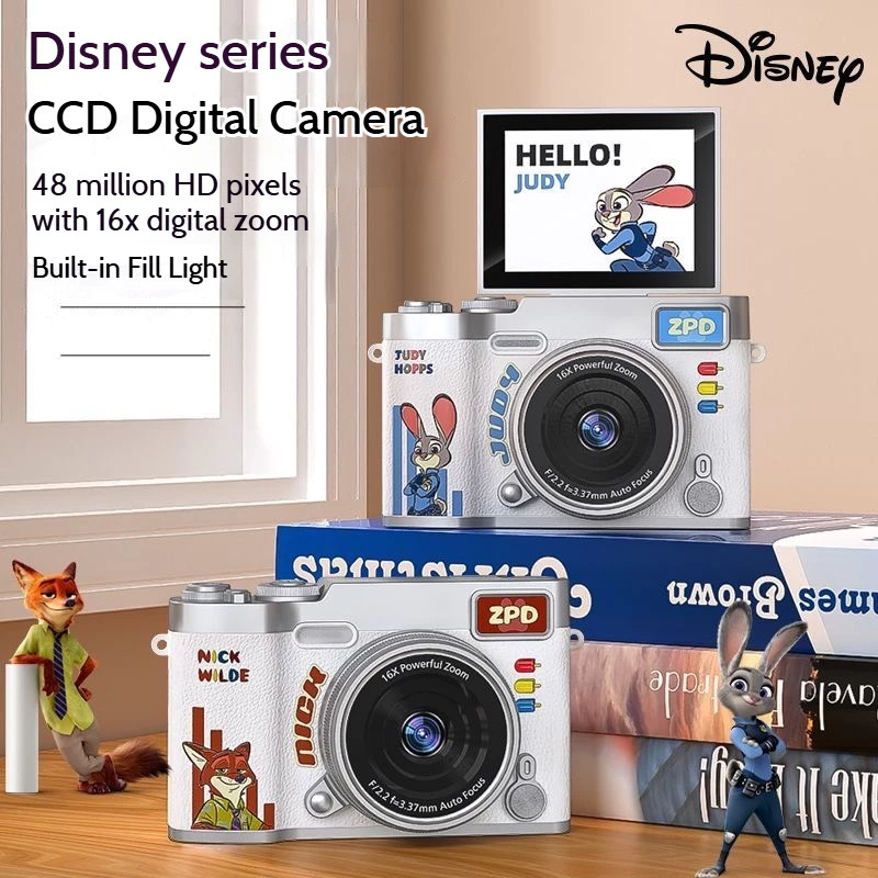 Disney กล้องดิจิตอลของแท้ X2 180 องศาหน้าจอพลิก Retro CCD กล้อง HD Video Selfie