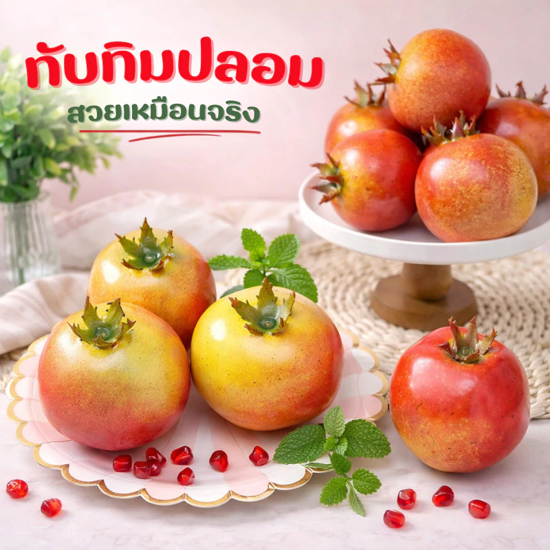 ทับทิมปลอม สวยสมจริง ทับทิม ผลไม้ปลอม สำหรับตกแต่งร้านอาหาร แต่งบ้าน แต่งร้านค้า ตกแต่งห้องครัว ตู้โชว์อาหาร