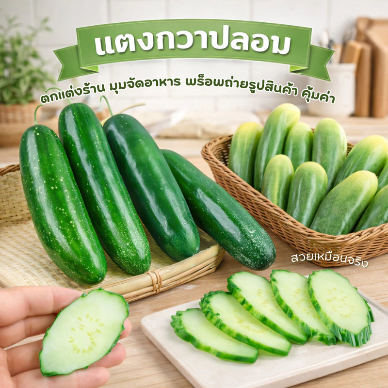 แตงกวาปลอม ผักปลอม แตงกวา สำหรับตกแต่งร้านอาหาร แต่งบ้าน แต่งร้านค้า ตกแต่งห้องครัว ตู้โชว์อาหาร