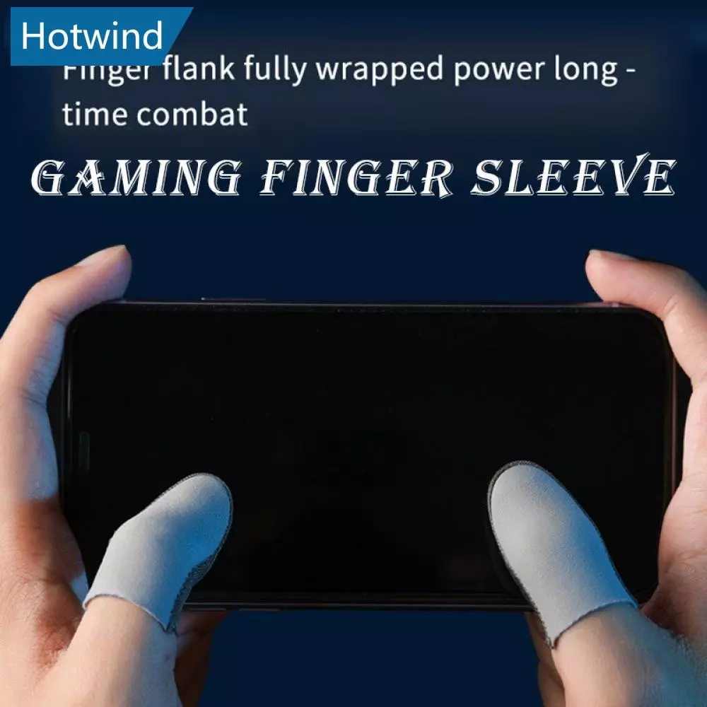 HW 1 คู่อัพเกรด Gaming Finger Sleeve สําหรับ PUBG เกมมือถือลื่น Breathable Sweat-Proof Finger Cover หน้าจอสัมผัส Thumb Cover U8V9