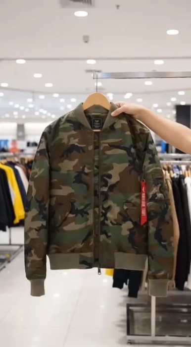 ￼Fuguiniao เสื้อแจ็คเก็ตนักบิน Air Force MA1 ลายพรางบาง