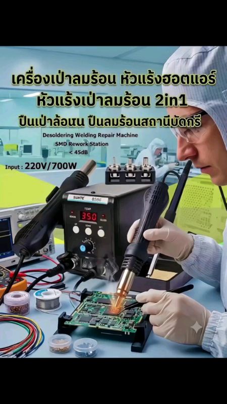 Máy thổi không khí nóng Bầu phun Hot Air Bầu phun không khí nóng 2in1 Súng thổi không khí nóng Súng không khí nóng cho trạm hàn Sửa máy hàn Desoldering #ShopeeVideoTH