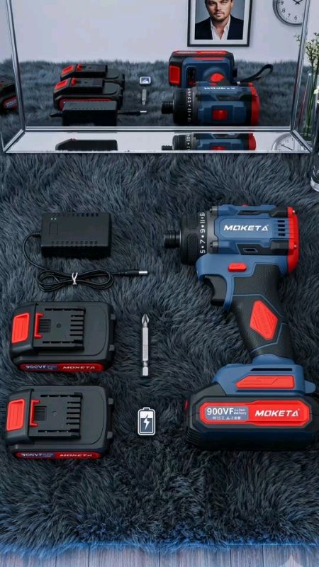 #MOKETA900vf máy khoan vít không dây 1300mAh mô-men xoắn 700N·m #máy khoan vít pin lithium đi kèm với đầu khoan