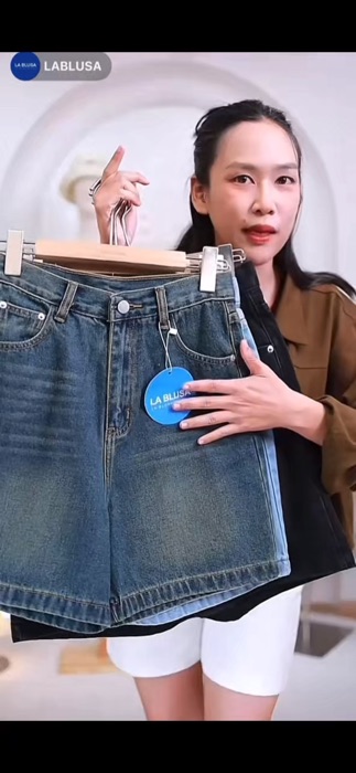 Lablusa#กางเกงยีนส์ขาสั้นทรงตรงเบสิค#Shopee