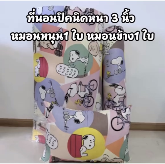 เซ็ทสุดคุ้ม 1แถม2🎉 ที่นอนปิคนิค3.5ฟุต+หมอนหนุน+หมอนข้าง ใบใหญ่ไซต์มาตรฐาน (ที่นอนความหนา3นิ้ว) ซื้อเป็นเซ็ทคุ้มมากกก#ส่งฟรี #ราคาถูก